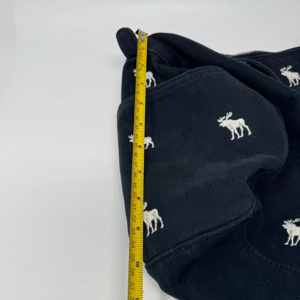 Abercrombie & Fitch Navy Blue Canvas Duffel Bag White Moose Embroidery